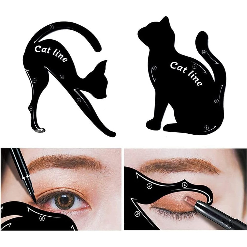 Zktsry 2 Pieces Cat Eyeliner Stencils Matte Pvc Front View