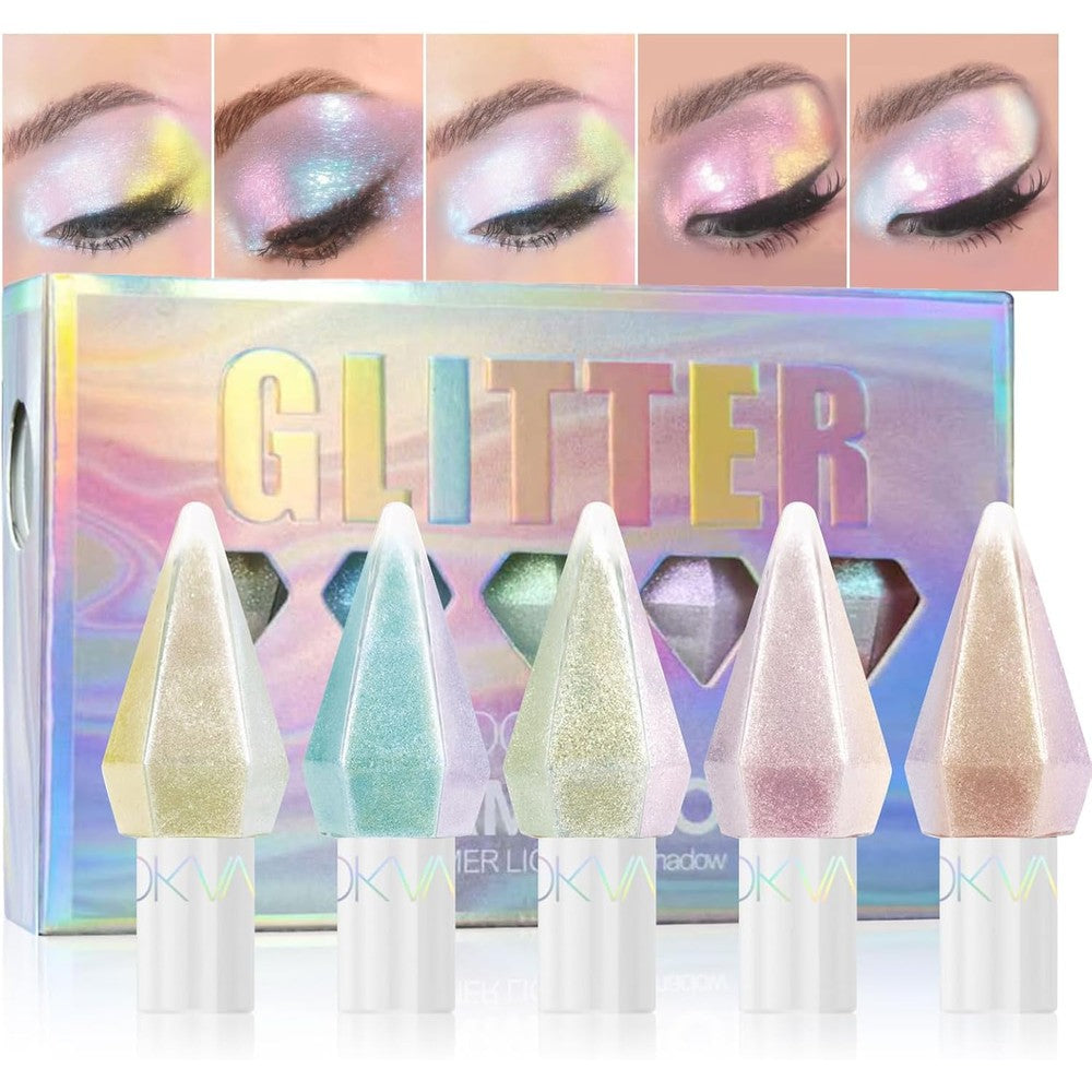 MooGlamor 6 Pieces liquid glitter eyeshadow set front view