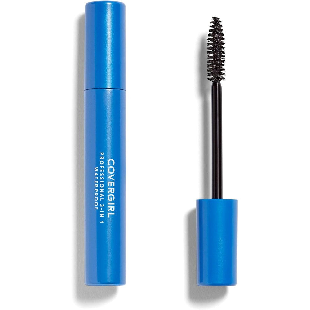 COVERGIRL Professional Three In One Waterproof Mascara Very Black blue tube front view