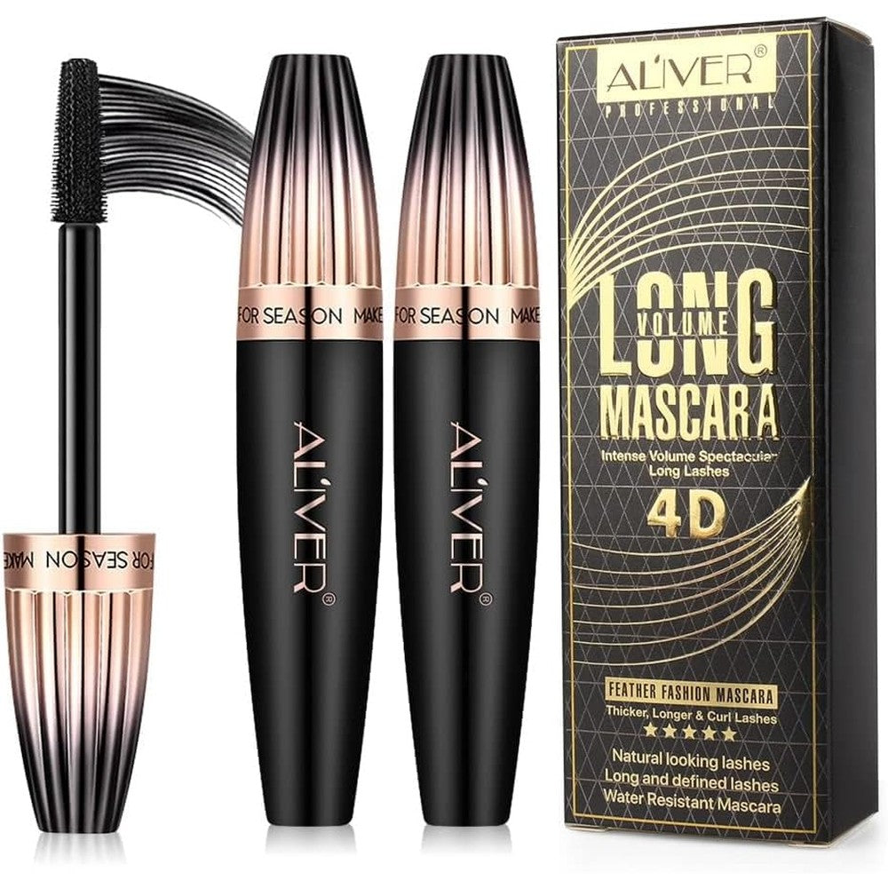 Mcukv 4D Silk Fiber Lash Mascara Two Pack front view showing sleek black packaging