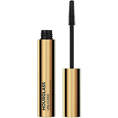 Hourglass Unlocked Instant Extensions Mascara front view packaging with metallic tube.
