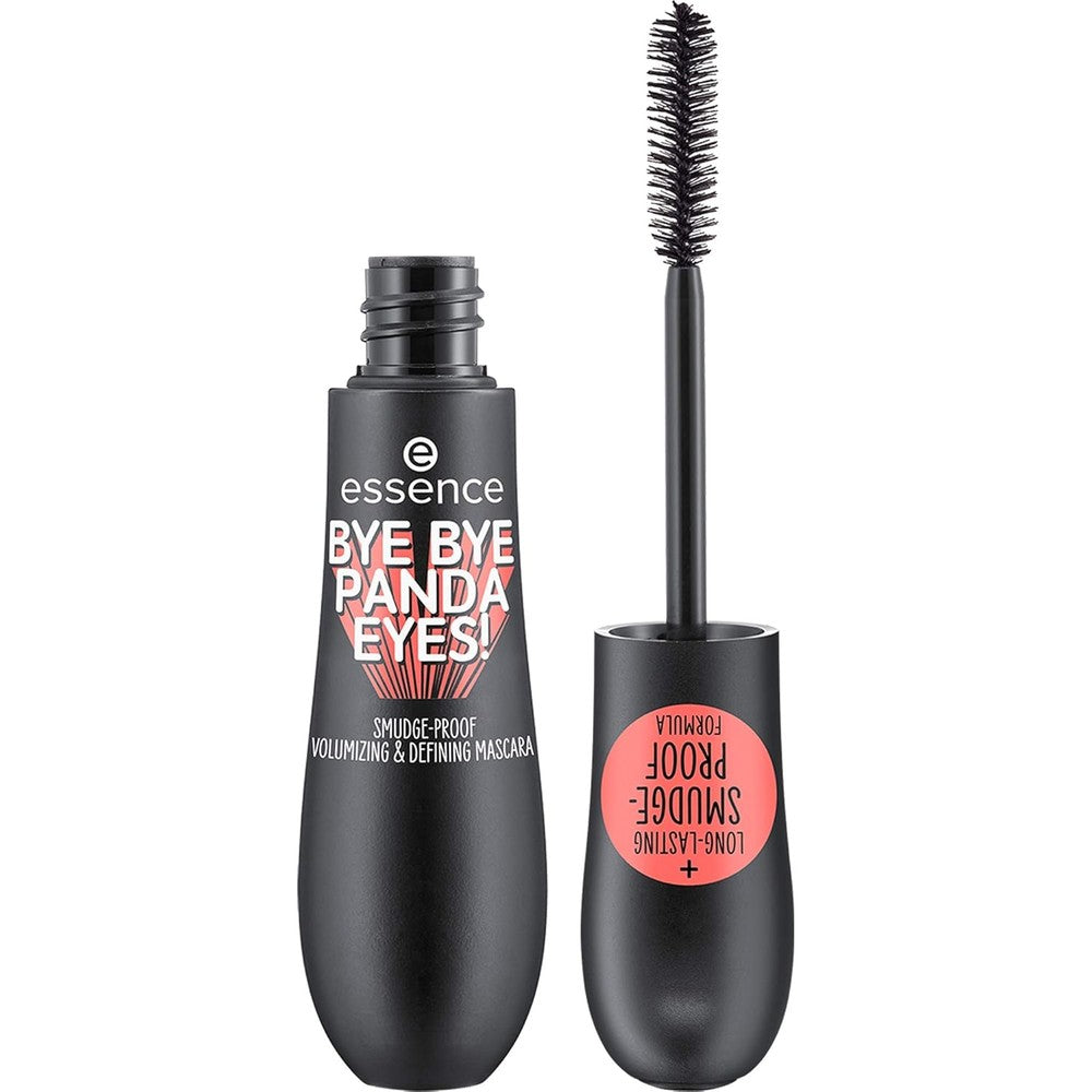 Essence Cosmetics Bye Bye Panda Eyes Tubing Mascara front view showing black packaging.