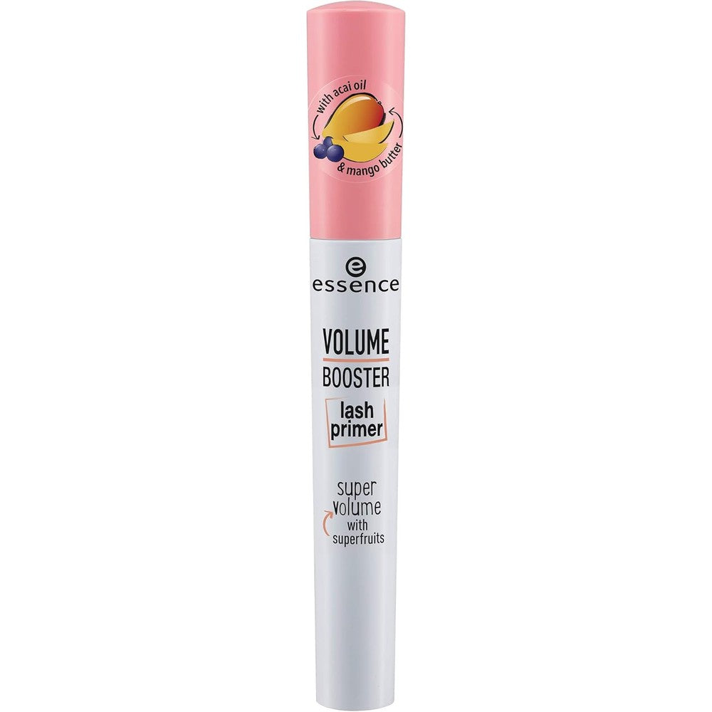 Essence Cosmetics Volume Booster Lash Primer Mascara front view packaging for lash volume