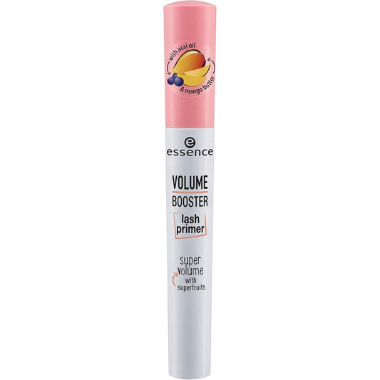 Essence Cosmetics Volume Booster Lash Primer Mascara front view packaging for lash volume