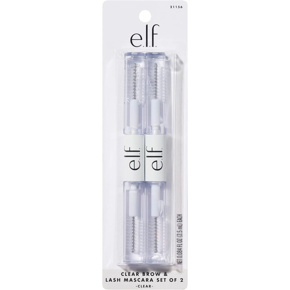 e.l.f. Clear Lash & Brow Mascara 2-pack showing dual-ended brushes for grooming and defining