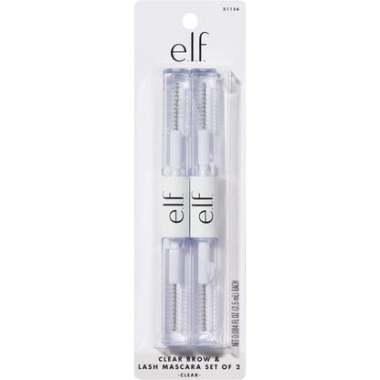 e.l.f. Clear Lash & Brow Mascara 2-pack showing dual-ended brushes for grooming and defining