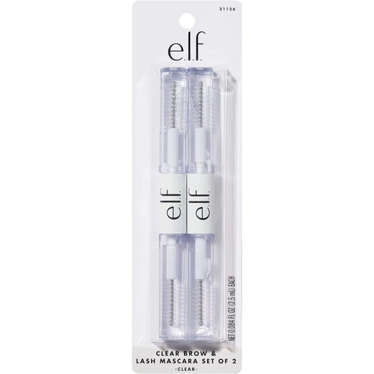 e.l.f. Clear Lash & Brow Mascara 2-pack showing dual-ended brushes for grooming and defining