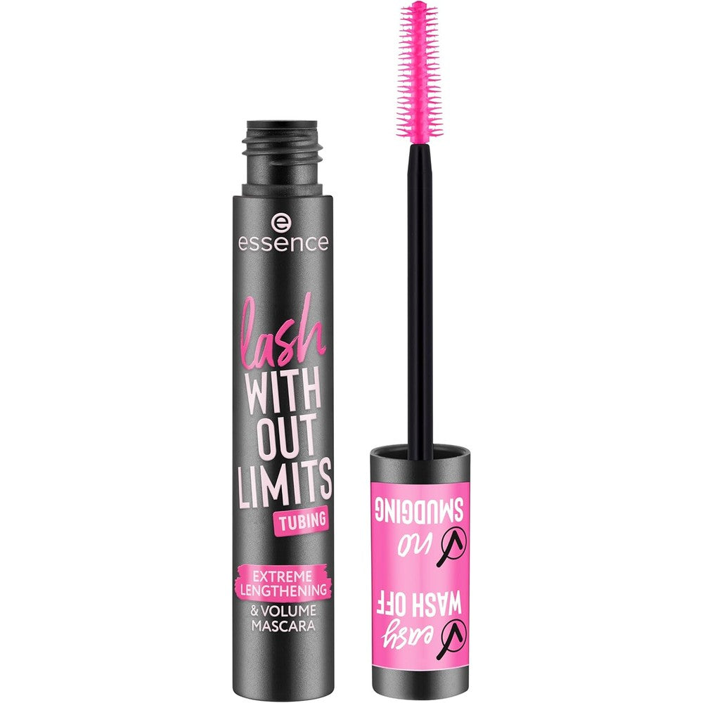 Essence Cosmetics Lash Without Limits Tubing Mascara front view packaging of the black variant.