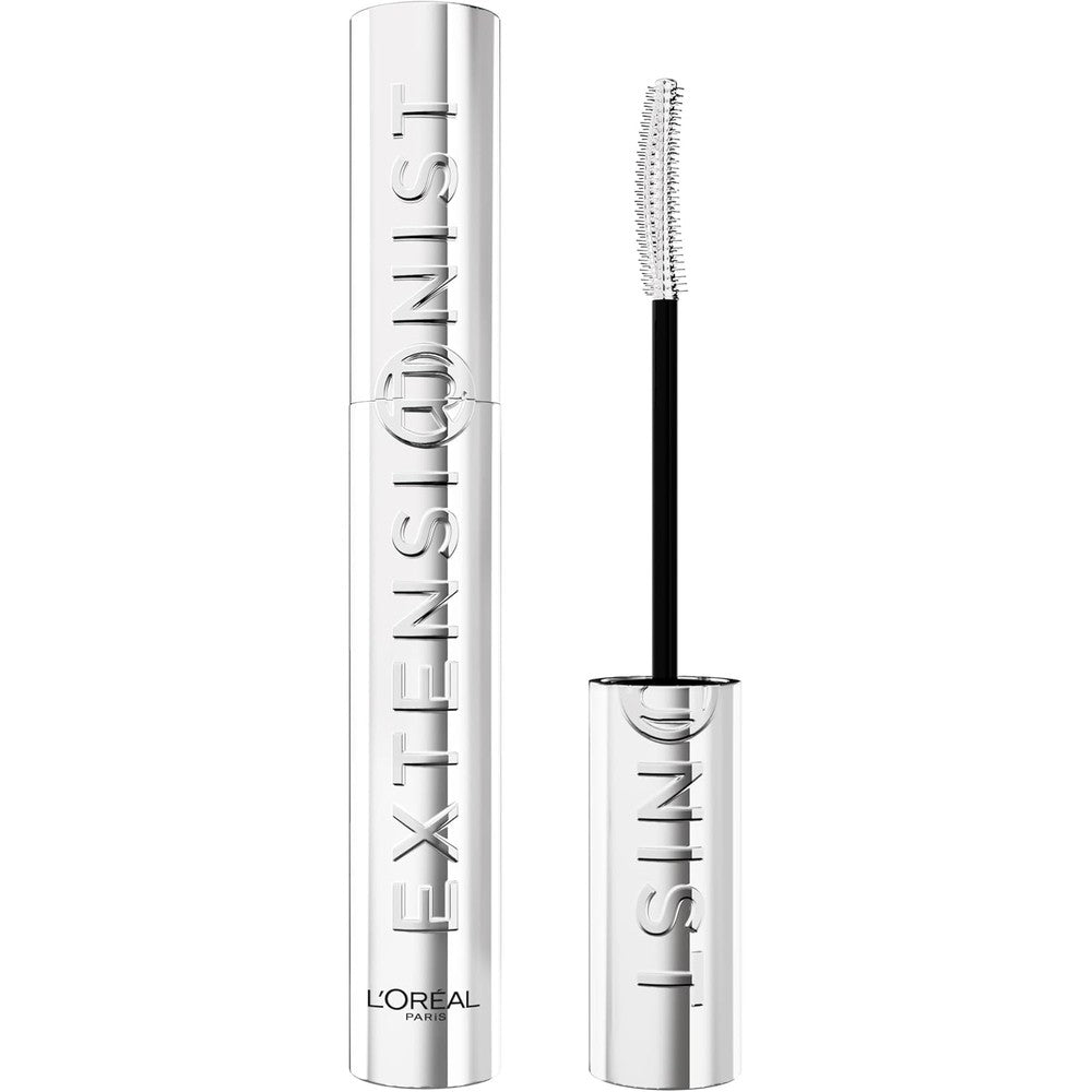 L'Oreal Paris Extensionist Mascara in Blackest Black metallic silver tube packaging front view.