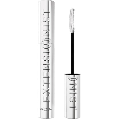 L'Oreal Paris Extensionist Mascara in Blackest Black metallic silver tube packaging front view.