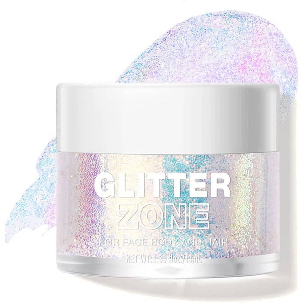 LANGMANNI Holographic Body Glitter Gel front view packaging of Sparkling Pink shade