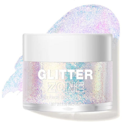 LANGMANNI Holographic Body Glitter Gel front view packaging of Sparkling Pink shade