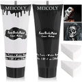 Meicoly black and white face and body paint kit front view with tubes and sponges