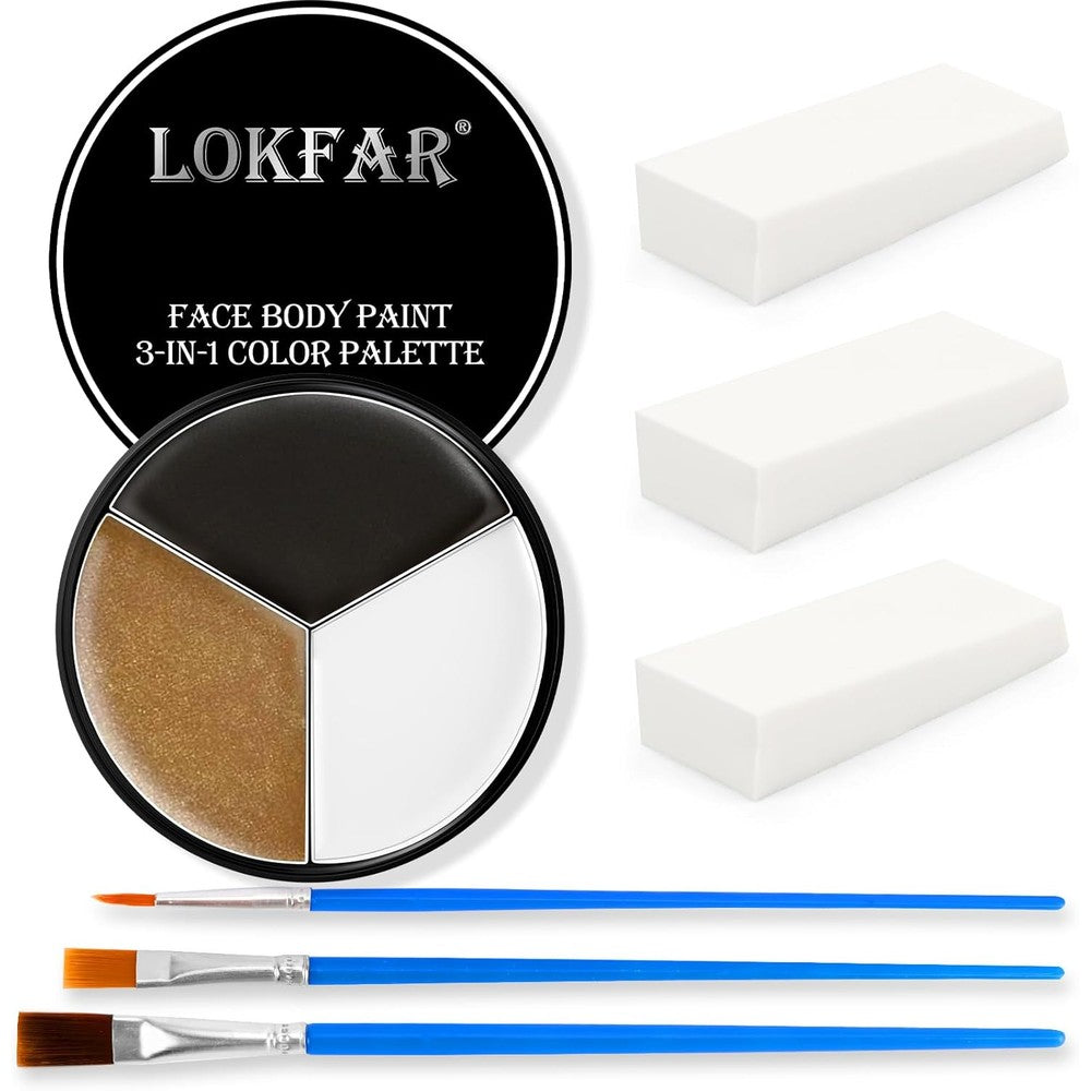 BEFIVECOK black white metallic brown professional face paint kit set