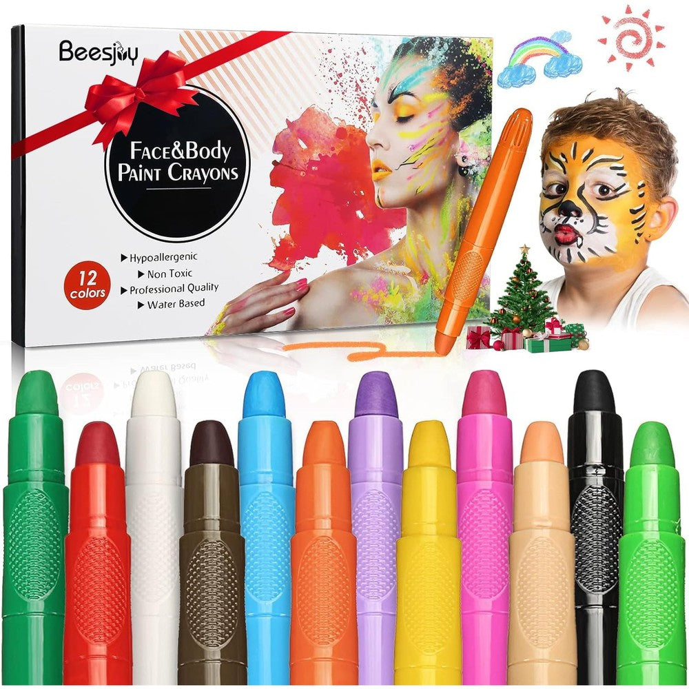 Beesjuy face painting kit for kids 12 color packaging front view