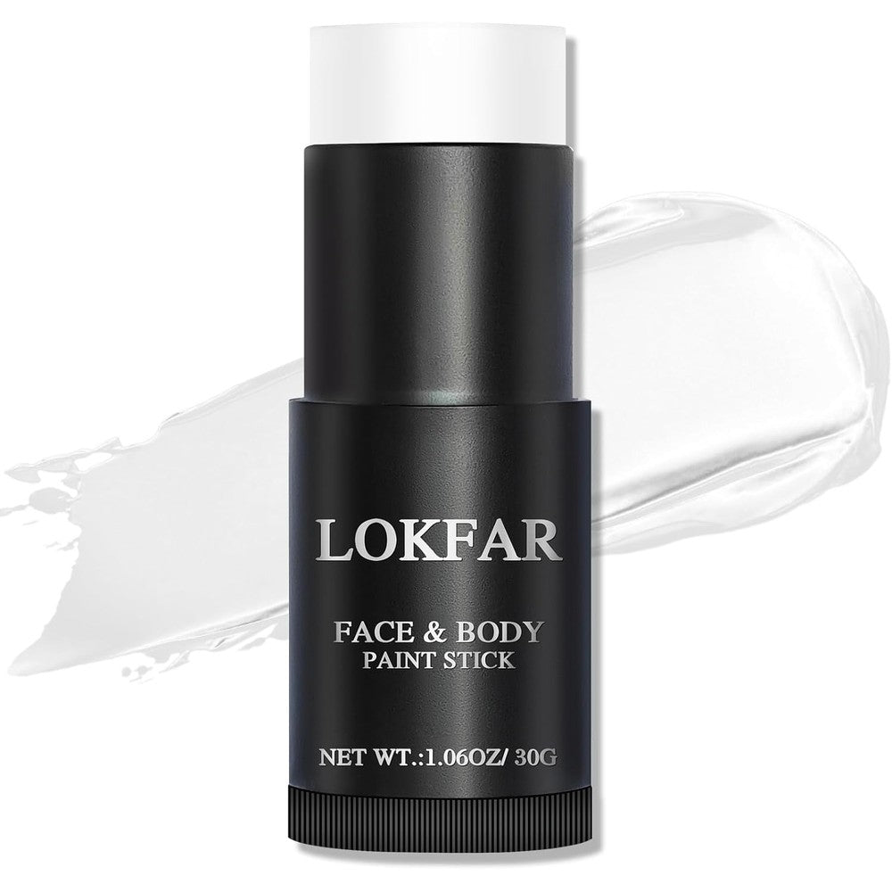 Bobisuka white face body paint stick front view in black twist tube container.