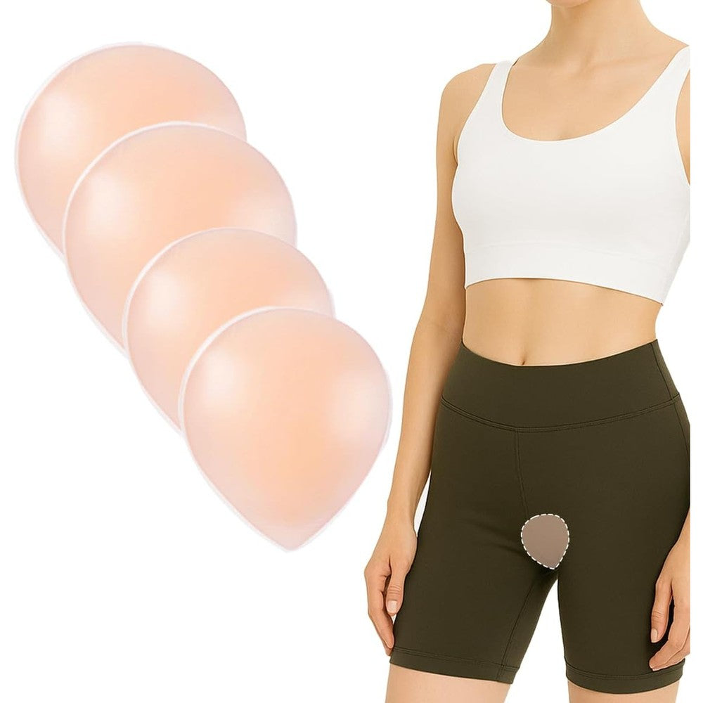 SHORDY camel toe concealer front view showing small and large reusable silicone inserts