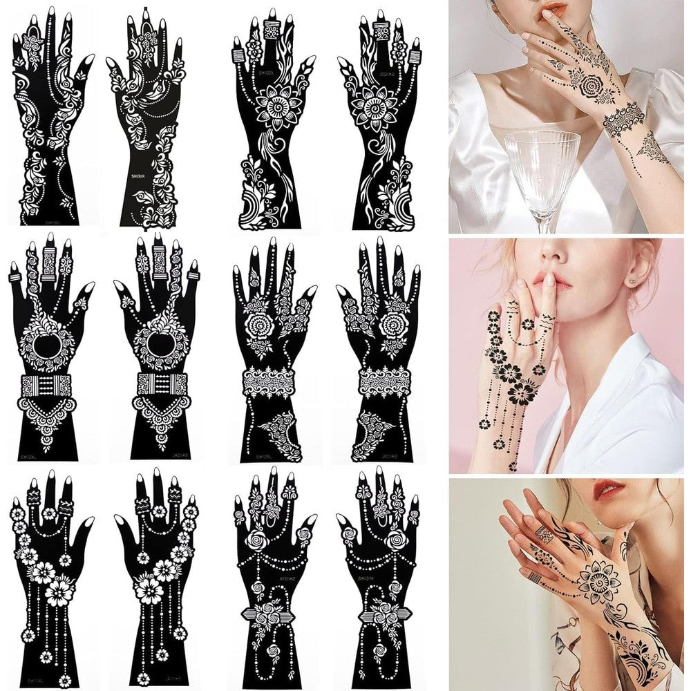 Xmasir henna tattoo stencil kit front view packaging and sheets