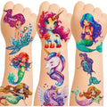 Ozepao glitter temporary tattoos mermaid and unicorn set front view