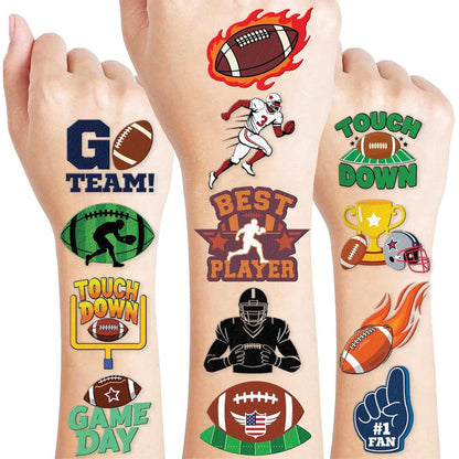 91Tattoos 96 piece football sports temporary tattoos set front view