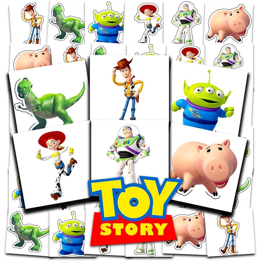Disney Toy Story temporary tattoo party favor set featuring Woody and Buzz Lightyear.