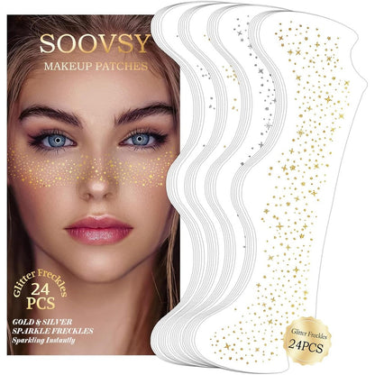 Gabizafia gold and silver glitter freckles face tattoo sheets front view