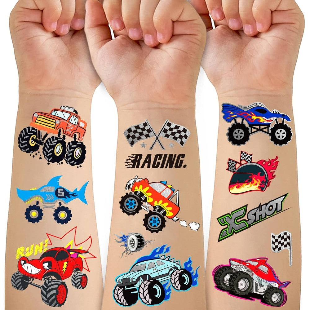 Metuu 75 piece monster truck temporary tattoos front view