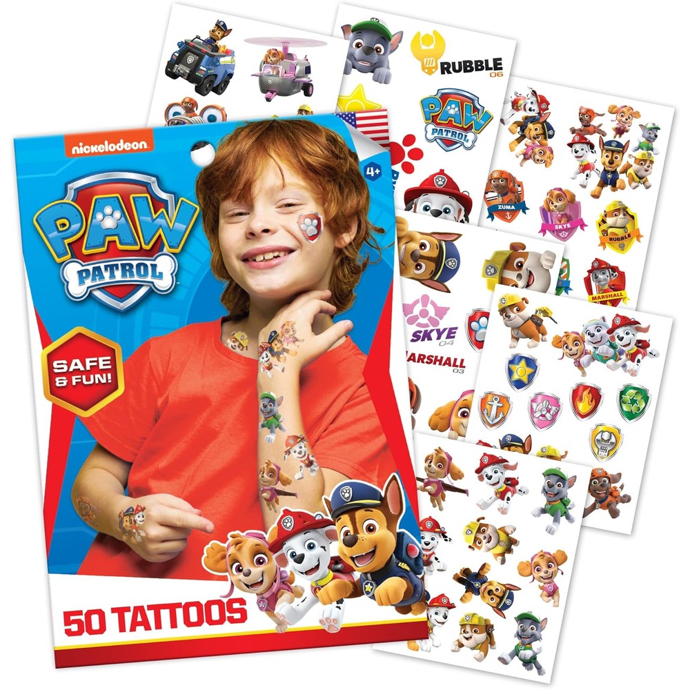 Savvi Paw Patrol temporary tattoos 50 pack front view