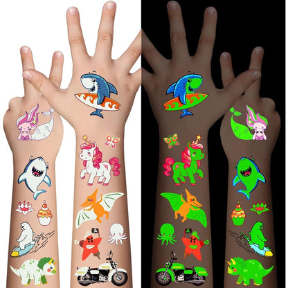 Awinmay 310 Pieces Luminous Temporary Tattoos for kids front view