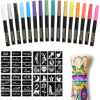 Anmmy temporary tattoo markers 16 count set with stencils front view