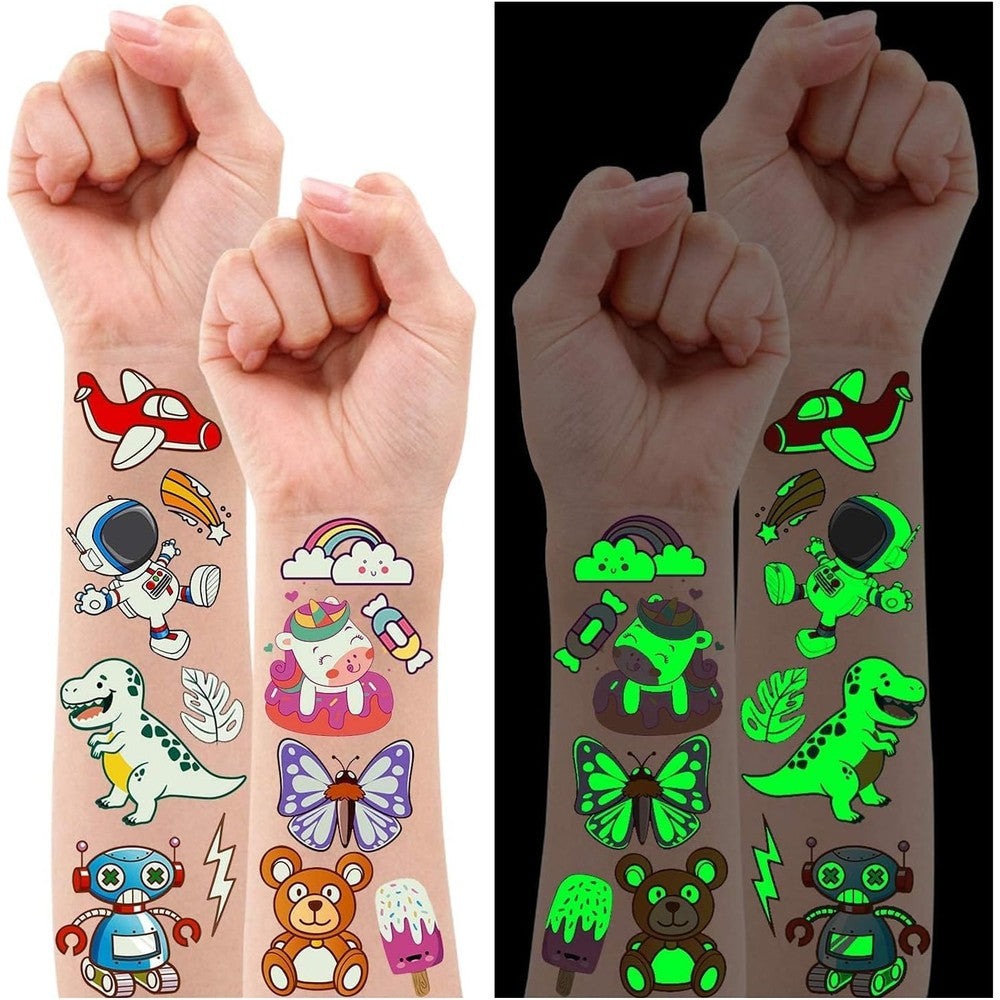 Partywind luminous temporary tattoos for kids 30 sheets front view
