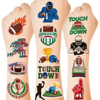 Huskein 150 Pieces Football Party Favors 6 Sheets Temporary Tattoos Pre-Cut Game Day Sticker Decorations For Adults And Kids - Image 1