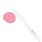 You Bronze back applicator front view showing the long handle and white finish.