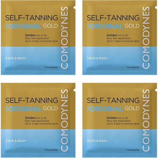 Comodynes Self Tanning Towelettes Gold front packaging view