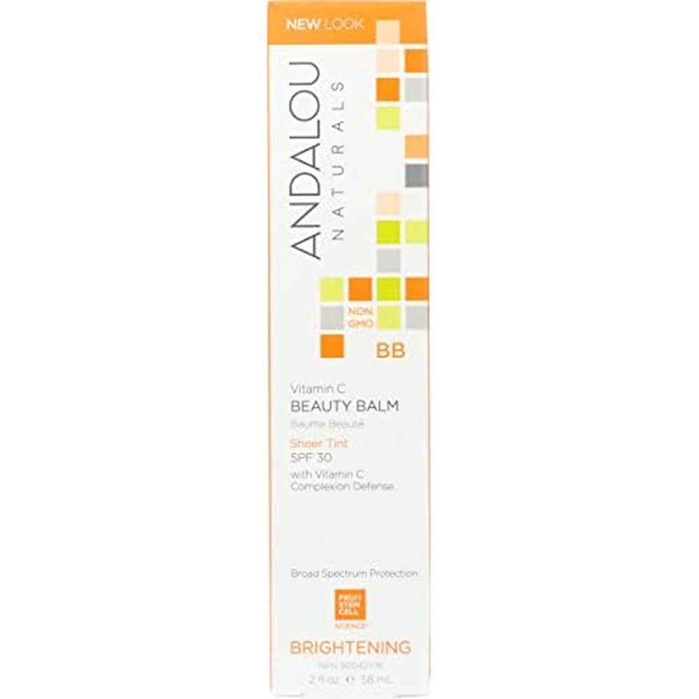 Andalou Naturals Brightening Vitamin C BB Beauty Balm Sheer Tint SPF 30 front view tinted mineral sunscreen moisturizer