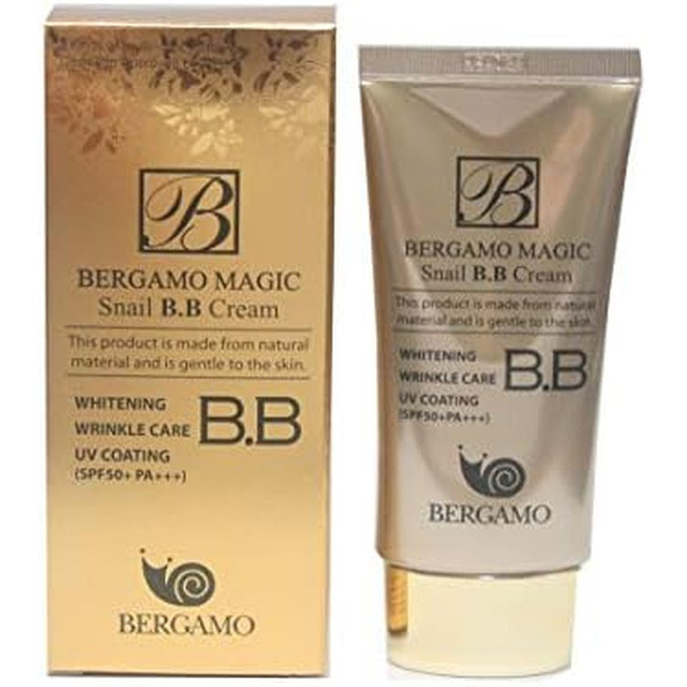 Bergamo Magic Snail BB Cream 50ml front view bottle for flawless coverage.