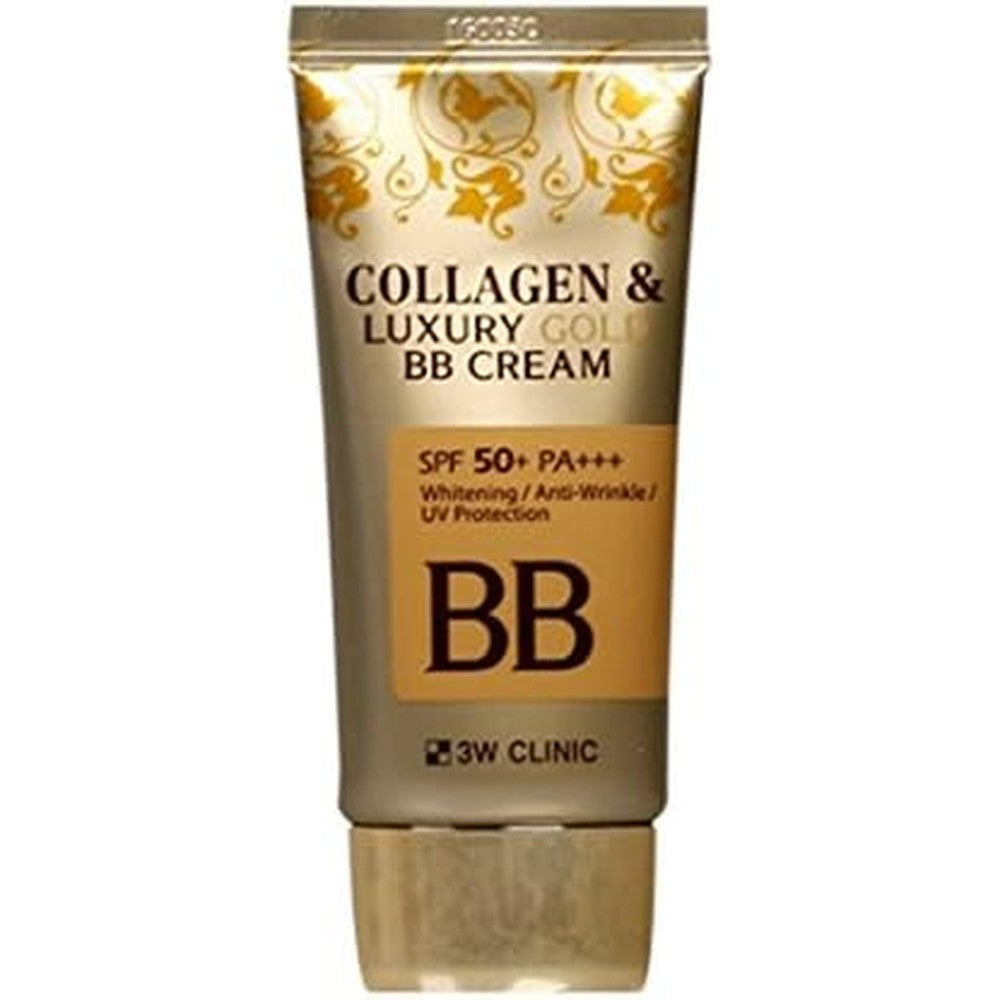 3W Clinic Collagen and Luxury Gold BB Cream front view packaging showing SPF fifty plus rating.