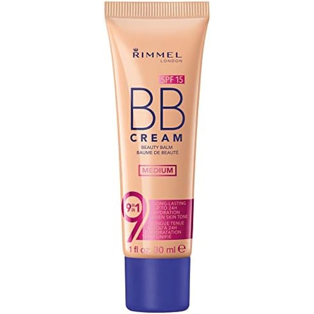 Rimmel London 9 in 1 BB cream medium front view tube packaging