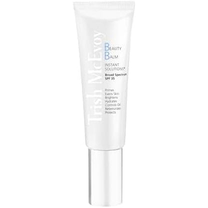 Trish McEvoy Beauty Balm Instant Solutions SPF 35 front view of the luxury packaging cream tube.
