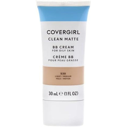COVERGIRL Clean Matte BB Cream Light Medium 530 tube front view daily oil control makeup foundation