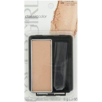 CoverGirl Classic Color Blush Natural Glow 570 compact front view showing the powder face blush and applicator brush.