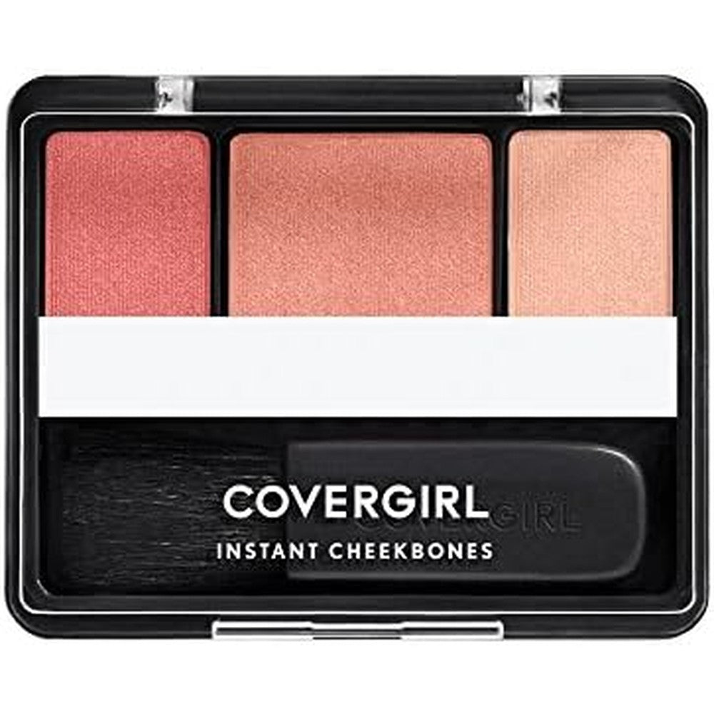 COVERGIRL Instant Cheekbones Blush front view showing the three powder shades inside the open compact.