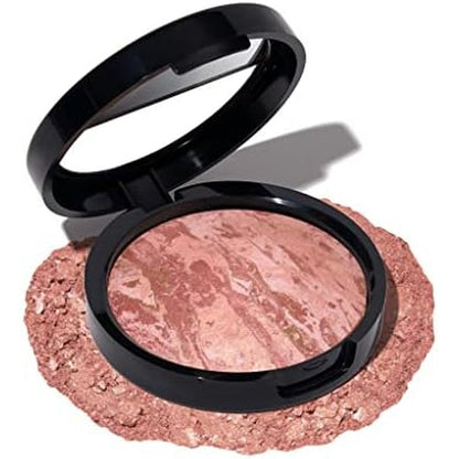 Laura Geller Baked Blush N Bronze Rose Bronze compact front view showing marbleized powder