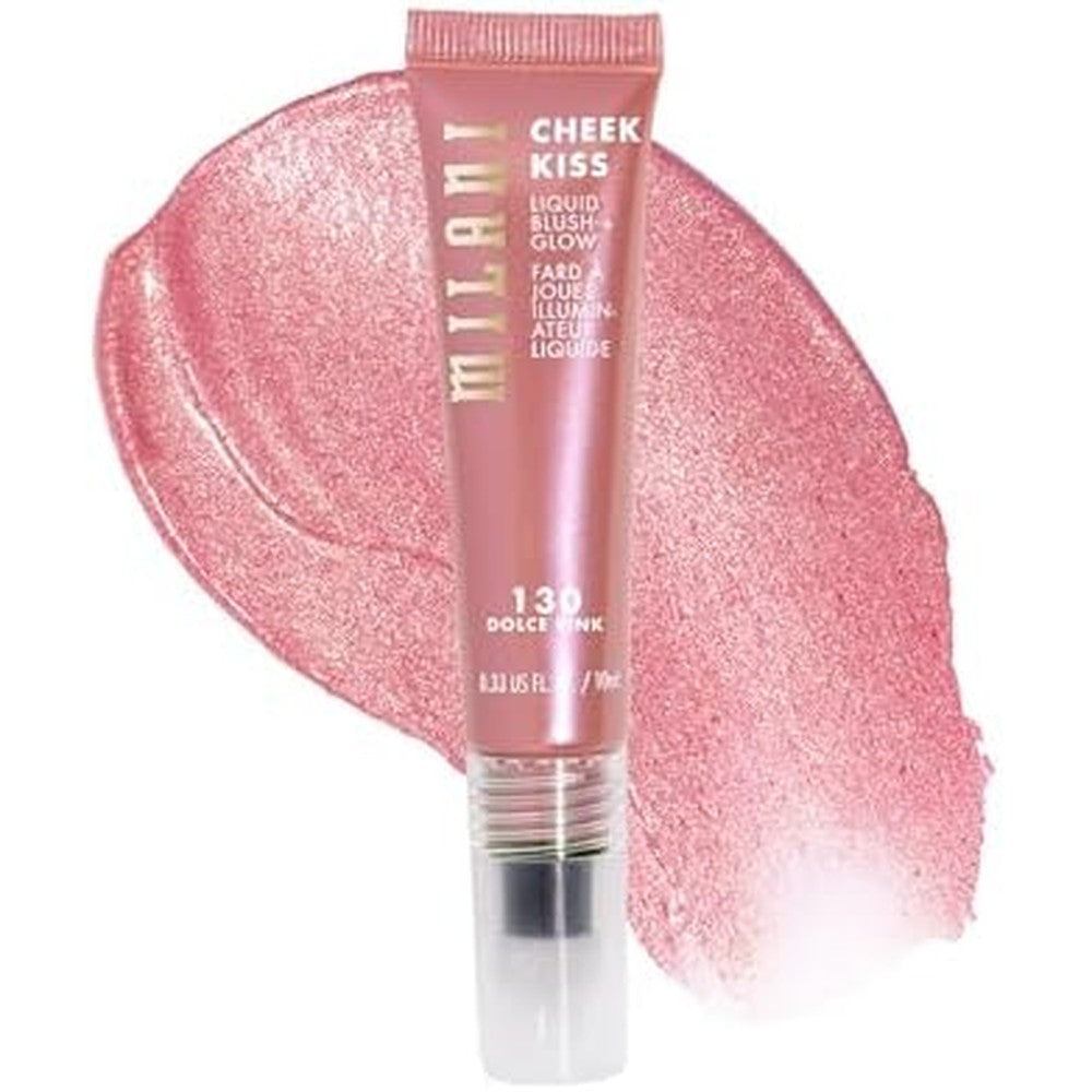 Milani Cheek Kiss Liquid Blush and Glow 130 Dolce Pink front view showing cushion applicator for radiant makeup look