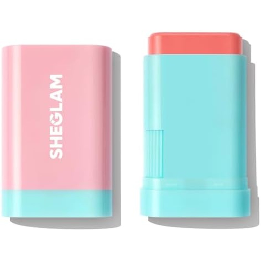 SHEGLAM Glass Glow Blush Stick in Stunner front view showing teal casing