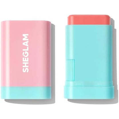 SHEGLAM Glass Glow Blush Stick in Stunner front view showing teal casing