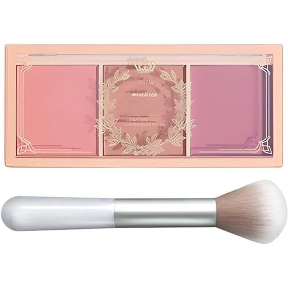 Kootinn 3 color matte pink blush palette front view with application brush