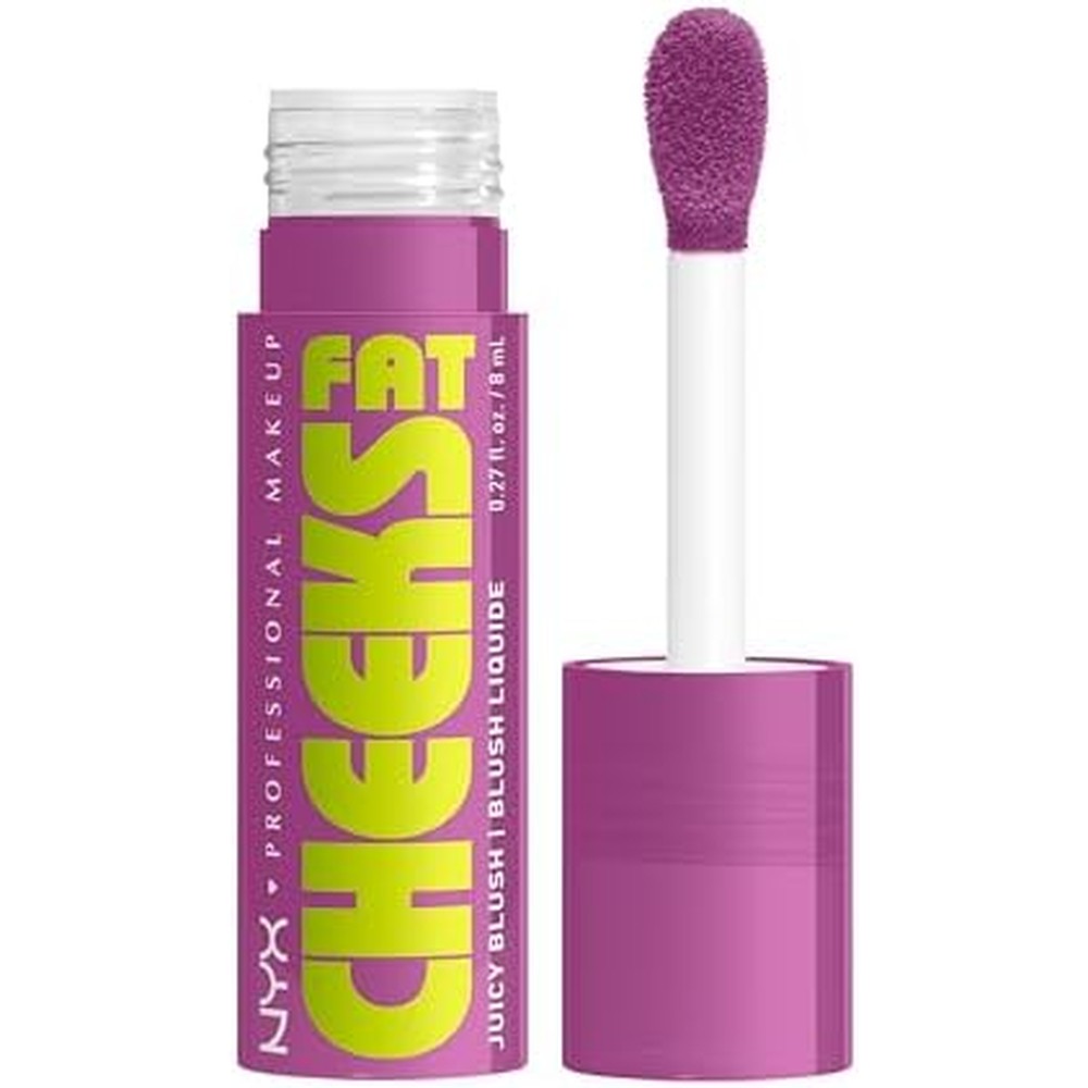 NYX Professional Makeup Fat Cheeks Liquid Blush front view showing purple cap and applicator