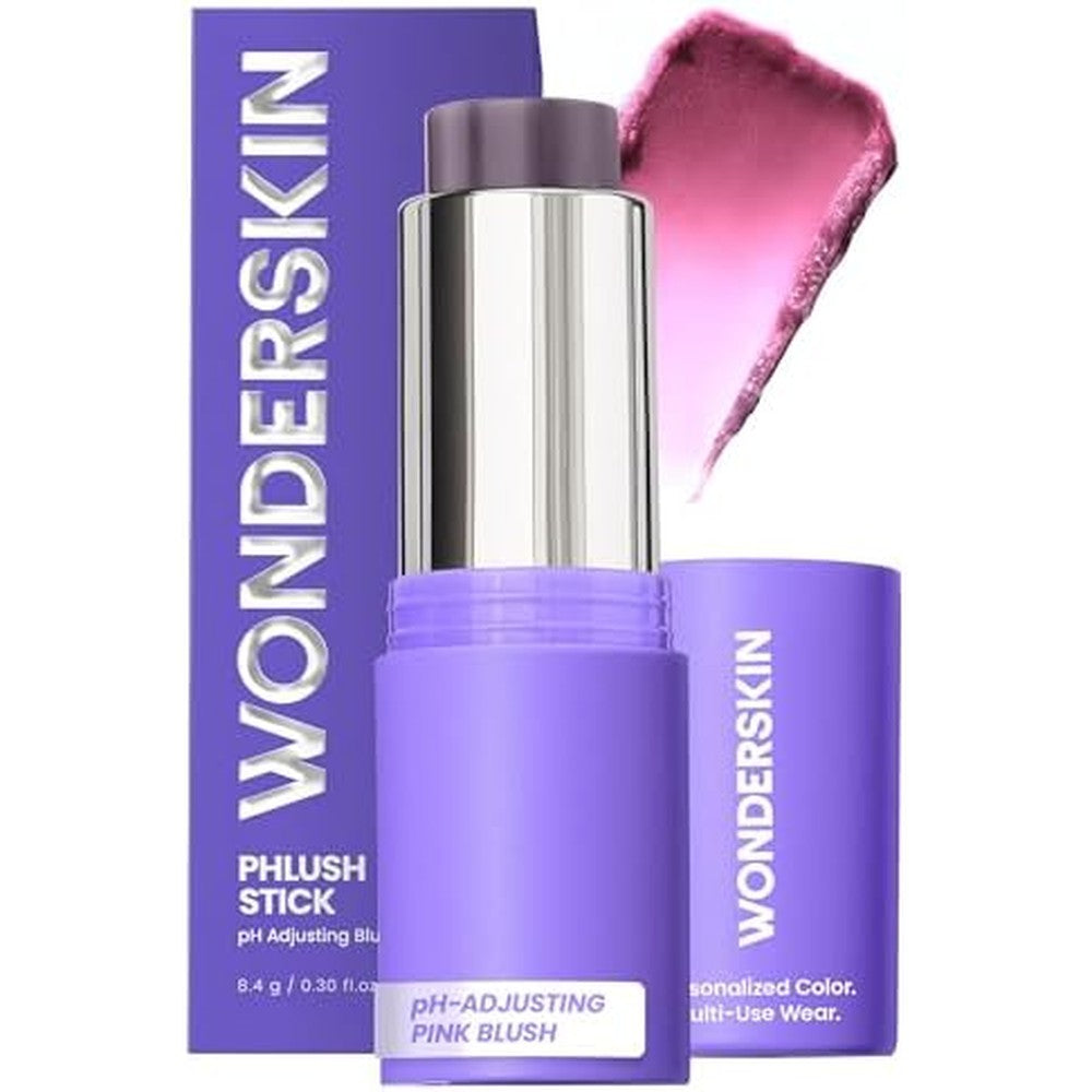 Wonderskin cream blush stick front view showcasing the twist-up packaging.