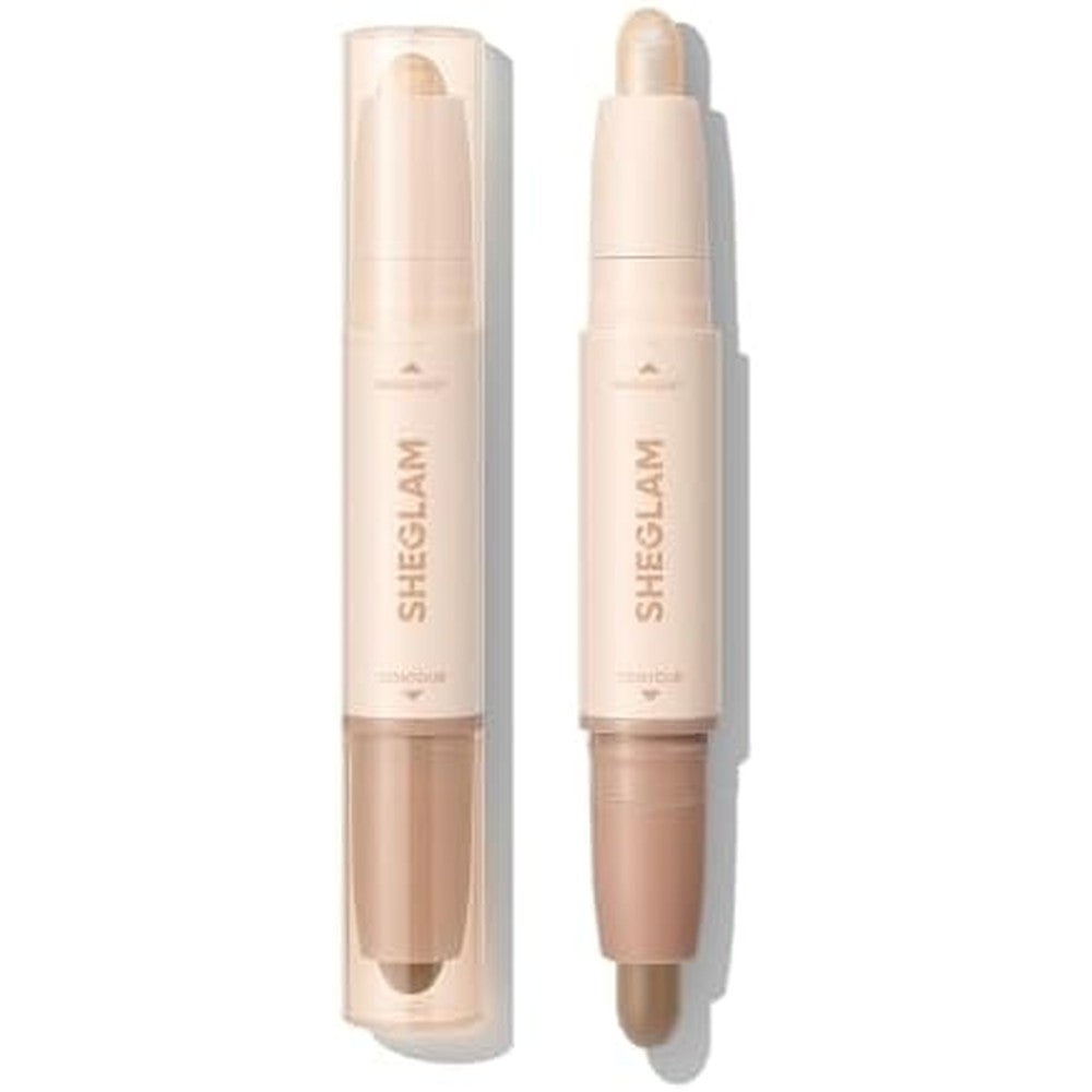 SHEGLAM 2 in 1 Contour and Highlight Stick Soft Tan front view cream makeup stick